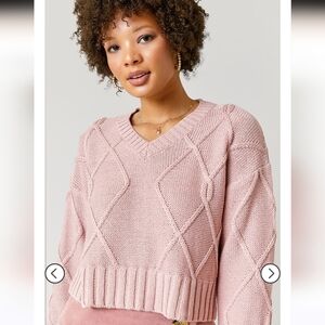 FRANCESCA'S Women's Kendall Cable Knit Pullover Sweater Size XL NWT